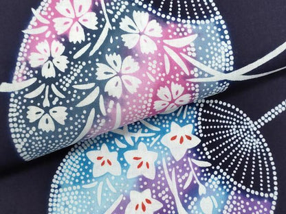 平和屋着物＊夏物　浴衣　反物　着尺　注染　団扇秋草文　さが美扱い　綿　逸品　未使用　DABI8388we
