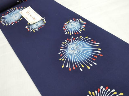 平和屋着物＊夏物　浴衣　反物　着尺　桂川京子好み　注染　本染　花火　綿　逸品　未使用　DABI8389we