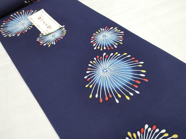 平和屋着物＊夏物　浴衣　反物　着尺　桂川京子好み　注染　本染　花火　綿　逸品　未使用　DABI8389we
