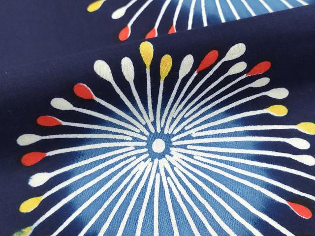 平和屋着物＊夏物　浴衣　反物　着尺　桂川京子好み　注染　本染　花火　綿　逸品　未使用　DABI8389we