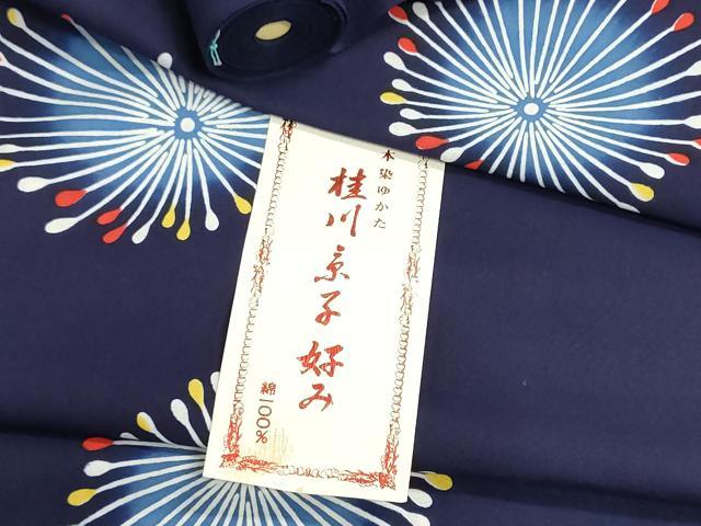 平和屋着物＊夏物　浴衣　反物　着尺　桂川京子好み　注染　本染　花火　綿　逸品　未使用　DABI8389we