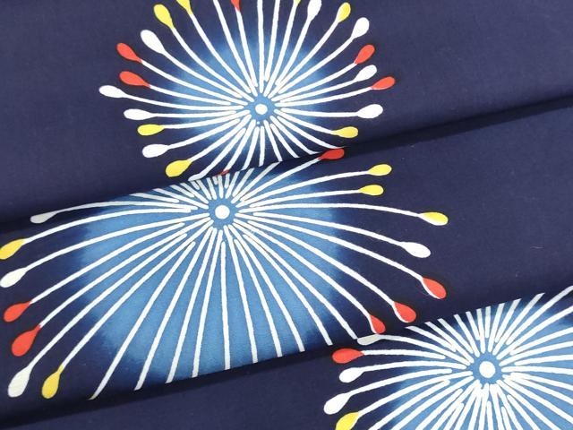 平和屋着物＊夏物　浴衣　反物　着尺　桂川京子好み　注染　本染　花火　綿　逸品　未使用　DABI8389we