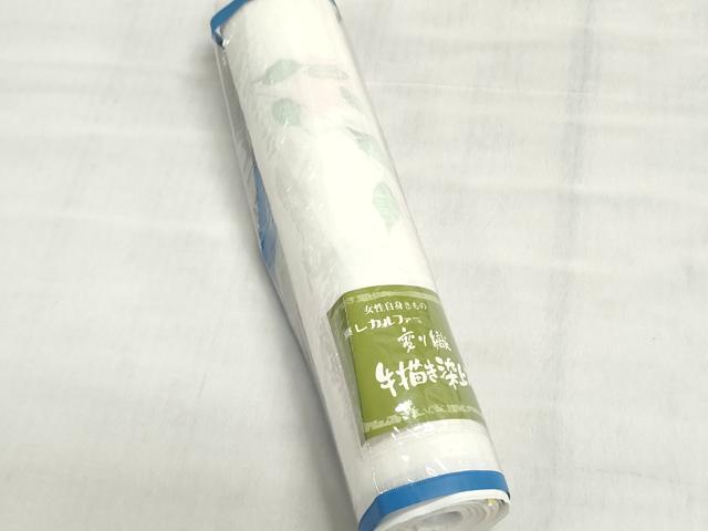 平和屋着物＊夏物　小紋・浴衣兼用　反物　着尺　変わり織　手描き染上布　草花文　東レカルファー　未使用　DABI8394we