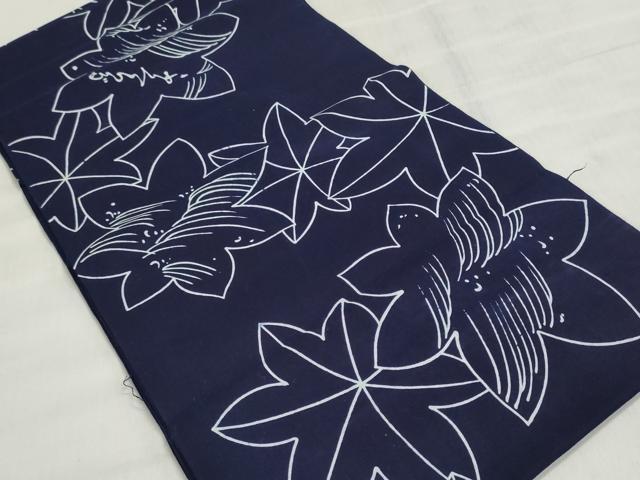 平和屋着物＊夏物　浴衣　反物　着尺　東京本染　注染　立波楓文　綿　逸品　未使用　DABI8397we