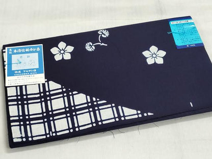 平和屋着物＊夏物　浴衣　反物　着尺　注染　格子花文　綿　逸品　未使用　DABI8398we