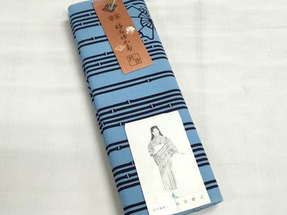 平和屋着物＊夏物　浴衣　反物　着尺　注染　竹節間道　舞蝶文　綿　逸品　未使用　DABI8400we