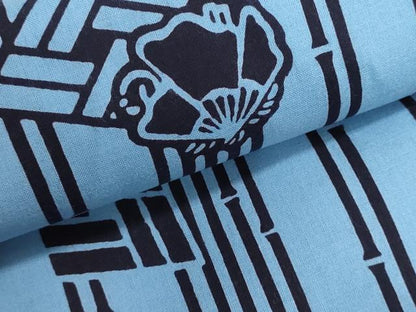 平和屋着物＊夏物　浴衣　反物　着尺　注染　竹節間道　舞蝶文　綿　逸品　未使用　DABI8400we