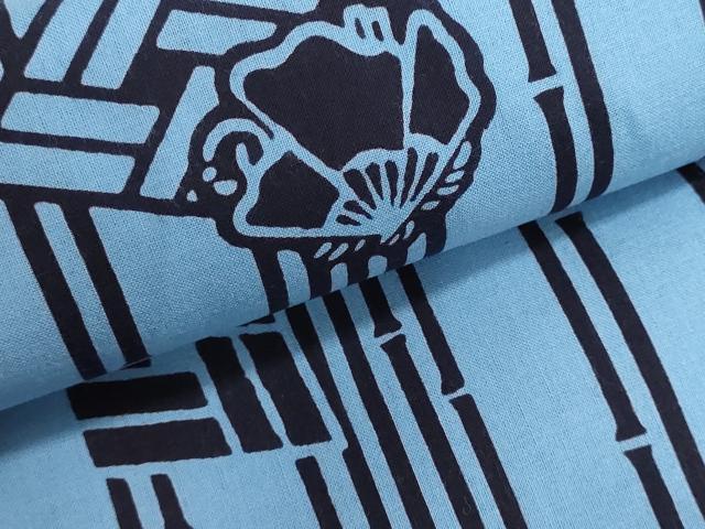 平和屋着物＊夏物　浴衣　反物　着尺　注染　竹節間道　舞蝶文　綿　逸品　未使用　DABI8400we