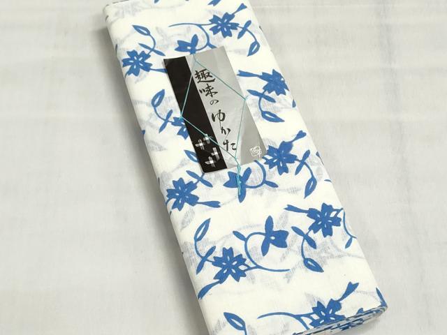 平和屋着物＊夏物　浴衣　反物　着尺　注染　草花文　綿　逸品　未使用　DABI8402we