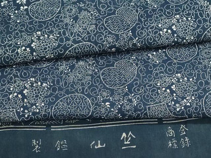 平和屋着物＊夏物　竺仙鑑製　浴衣　反物　着尺　注染　地紙花文　綿　逸品　未使用　DABI8438we