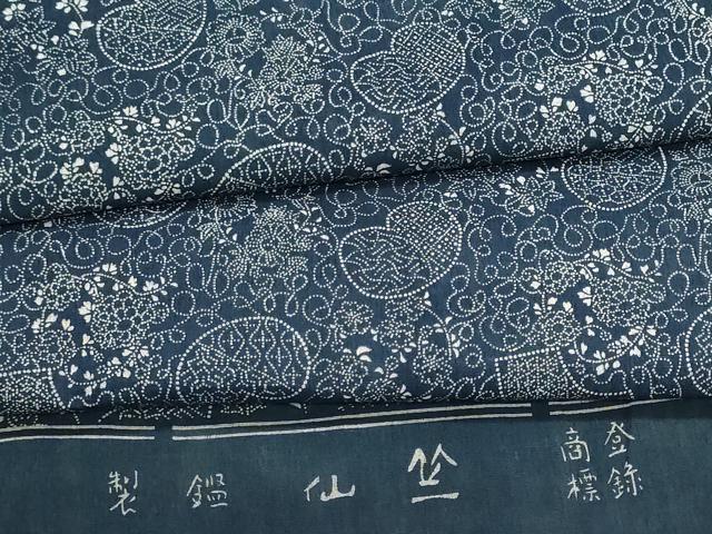 平和屋着物＊夏物　竺仙鑑製　浴衣　反物　着尺　注染　地紙花文　綿　逸品　未使用　DABI8438we