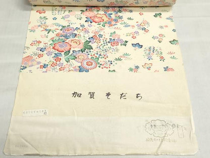 平和屋着物▼小紋　反物　着尺　加賀そだち　草花文　逸品　未使用　DABI8455we