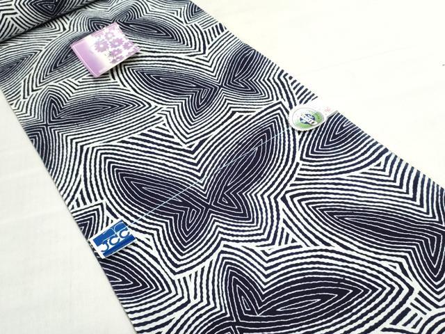 平和屋着物＊夏物　浴衣　反物　着尺　舞蝶文　綿　未使用　DABI8459we
