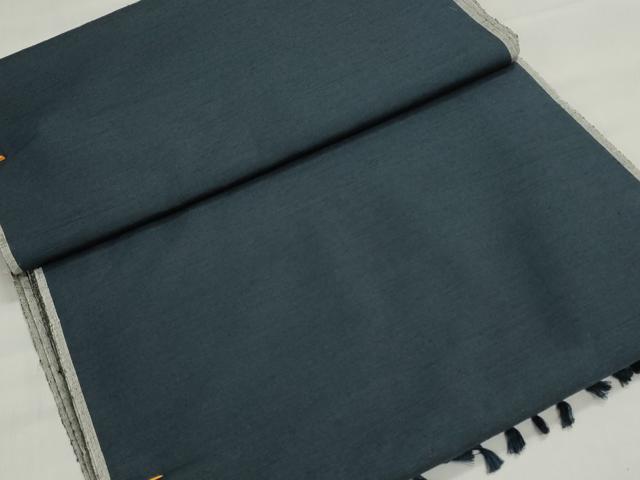 平和屋着物▼男性　紬　反物　着尺　アンサンブル　本場紬織　藍鉄色　証紙付き　逸品　未使用　DABI8465we