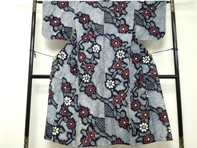 平和屋着物∴夏物　浴衣　有松鳴海絞り　籬花文　綿　逸品　DABI8526cd