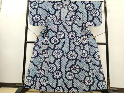 平和屋着物∴夏物　浴衣　有松鳴海絞り　花繋ぎ　綿　逸品　DABI8531cd