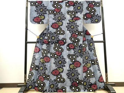 平和屋着物∴夏物　浴衣　有松鳴海絞り　花繋ぎ　綿　逸品　DABI8534cd