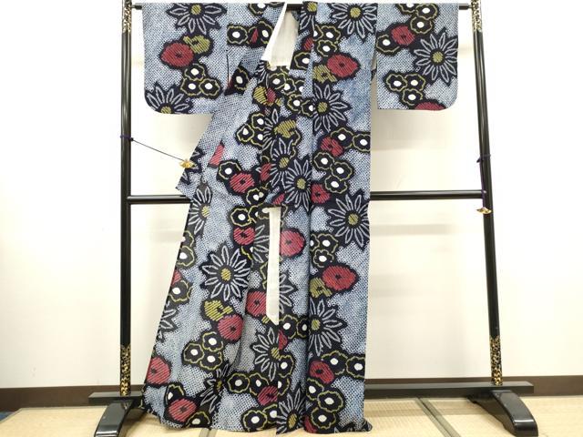 平和屋着物∴夏物　浴衣　有松鳴海絞り　花繋ぎ　綿　逸品　DABI8534cd