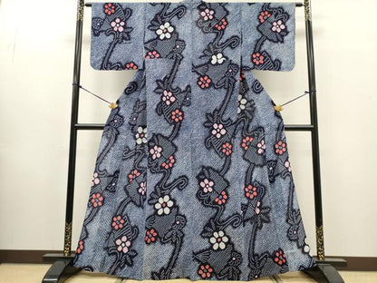 平和屋着物∴夏物　浴衣　有松鳴海絞り　流水花文　綿　逸品　DABI8535cd
