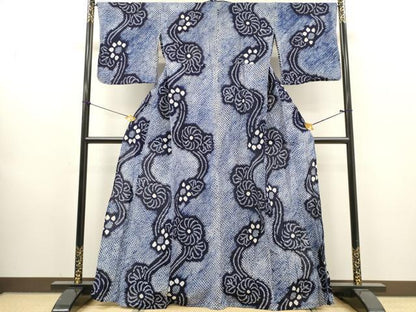 平和屋着物∴夏物　浴衣　有松鳴海絞り　枝花文　綿　逸品　DABI8538cd