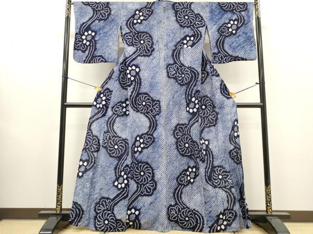 平和屋着物∴夏物　浴衣　有松鳴海絞り　枝花文　綿　逸品　DABI8538cd