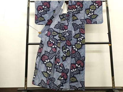 平和屋着物∴夏物　浴衣　有松鳴海絞り　草花文　綿　逸品　DABI8539cd
