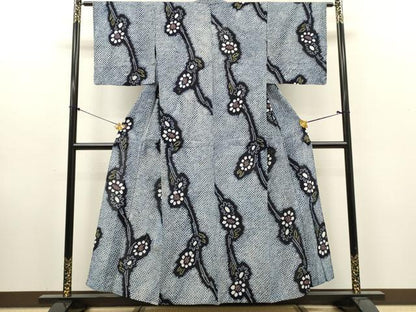 平和屋着物∴夏物　浴衣　有松鳴海絞り　枝花文　綿　逸品　DABI8540cd