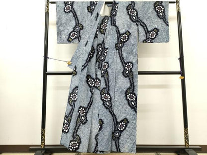 平和屋着物∴夏物　浴衣　有松鳴海絞り　枝花文　綿　逸品　DABI8540cd