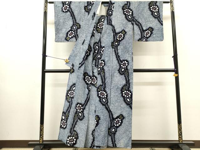 平和屋着物∴夏物　浴衣　有松鳴海絞り　枝花文　綿　逸品　DABI8540cd
