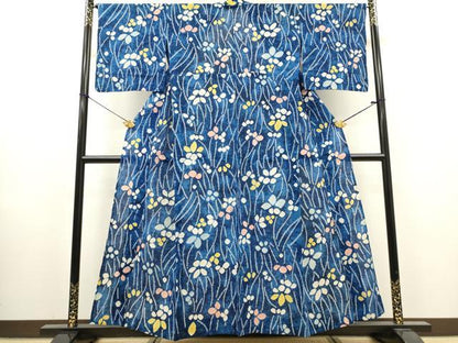 平和屋着物∴夏物　浴衣　有松鳴海絞り　舞花文　綿　逸品　DABI8542cd