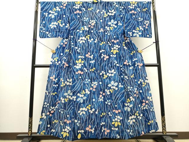 平和屋着物∴夏物　浴衣　有松鳴海絞り　舞花文　綿　逸品　DABI8542cd