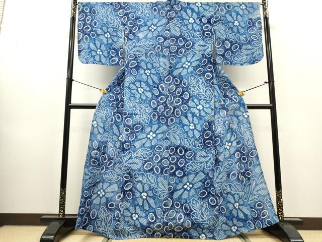 平和屋着物∴夏物　浴衣　有松鳴海絞り　舞花文　綿　逸品　DABI8543cd