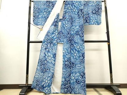 平和屋着物∴夏物　浴衣　有松鳴海絞り　舞花文　綿　逸品　DABI8543cd