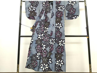 平和屋着物∴夏物　浴衣　有松鳴海絞り　花繋ぎ　綿　逸品　DABI8547cd