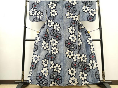 平和屋着物∴夏物　浴衣　有松鳴海絞り　花繋ぎ　綿　逸品　DABI8548cd