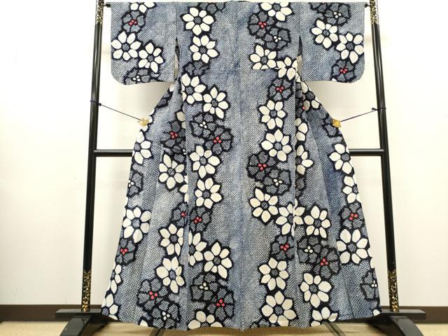 平和屋着物∴夏物　浴衣　有松鳴海絞り　花繋ぎ　綿　逸品　DABI8548cd
