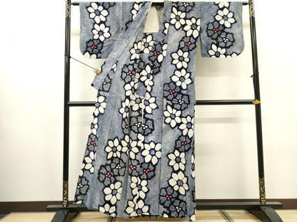 平和屋着物∴夏物　浴衣　有松鳴海絞り　花繋ぎ　綿　逸品　DABI8548cd