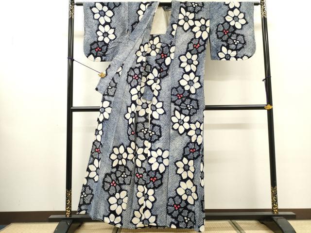 平和屋着物∴夏物　浴衣　有松鳴海絞り　花繋ぎ　綿　逸品　DABI8548cd