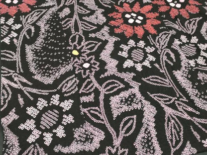 平和屋着物∴夏物　浴衣　有松鳴海絞り　草花文　黒地　綿　逸品　DABI8550cd