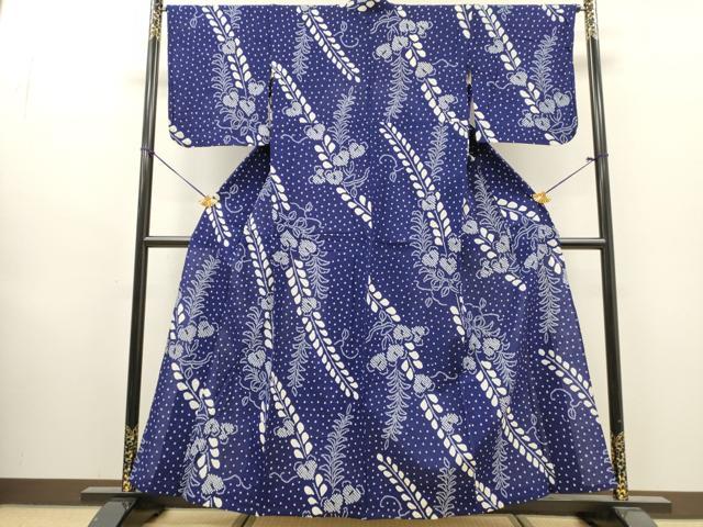 平和屋着物∴夏物　浴衣　有松鳴海絞り　藤花房　綿　逸品　DABI8553cd