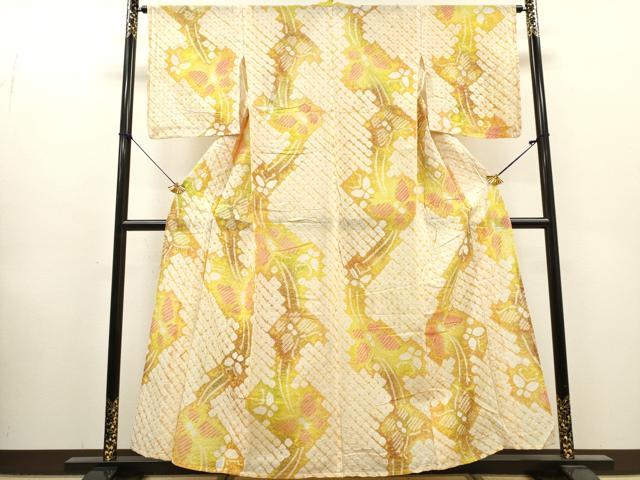平和屋着物∴夏物　浴衣　有松鳴海絞り　舞蝶文　綿　逸品　DABI8554cd