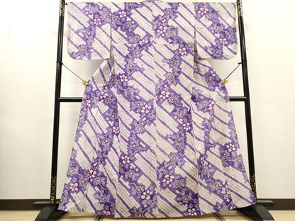 平和屋着物∴夏物　浴衣　有松鳴海絞り　草花文　綿　逸品　未使用　DABI8555cd