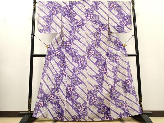 平和屋着物∴夏物　浴衣　有松鳴海絞り　草花文　綿　逸品　未使用　DABI8555cd