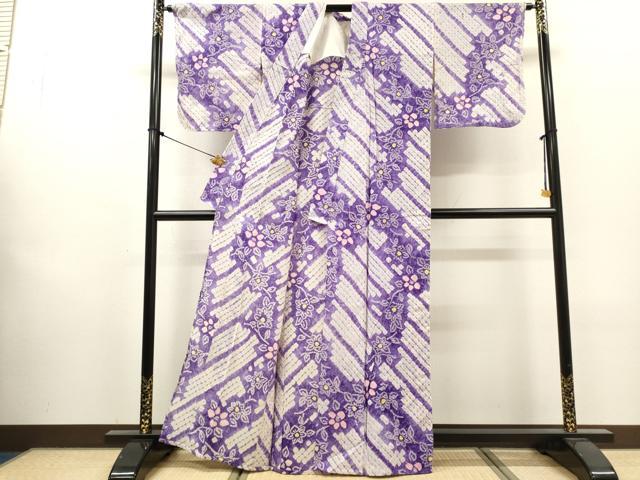 平和屋着物∴夏物　浴衣　有松鳴海絞り　草花文　綿　逸品　未使用　DABI8555cd