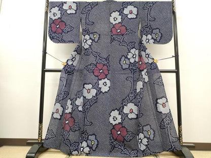 平和屋着物∴夏物　浴衣　有松鳴海絞り　枝花文　綿　逸品　未使用　DABI8557cd