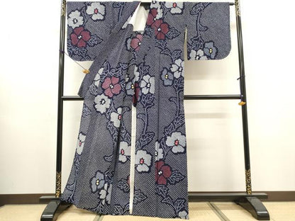 平和屋着物∴夏物　浴衣　有松鳴海絞り　枝花文　綿　逸品　未使用　DABI8557cd