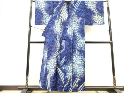 平和屋着物∴夏物　浴衣　有松鳴海絞り　枝花文　ひまわり　向日葵　綿　逸品　DABI8559cd