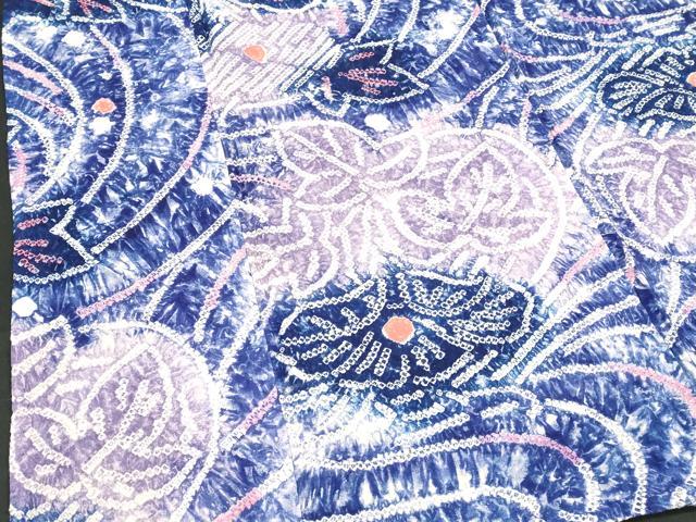 平和屋着物∴夏物　浴衣　有松鳴海絞り　流水花文　綿　逸品　DABI8560cd
