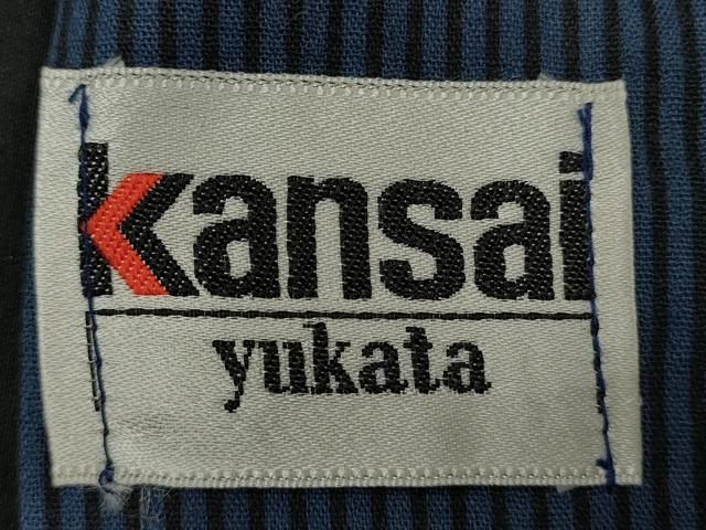平和屋着物∴夏物　男性　世界的ファッションデザイナー　山本寛斎　kansaiブランド　浴衣　縞　日本製　綿　逸品　DABI8561cd