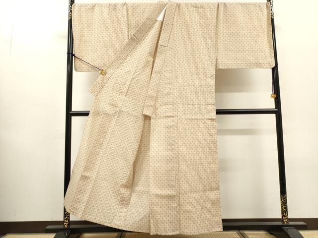 平和屋着物∴夏物　男性　浴衣　手縫い　格子　キングサイズ　綿　逸品　DABI8562cd